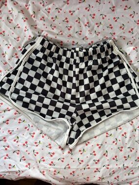 SHEIN Black and White Checkerboard Athletic Shorts